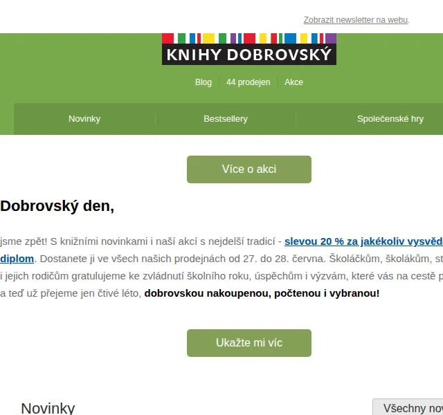 Knihy Dobrovský: Sleva 20 % za vysvědčení – červen 2026 | Nuslet.cz