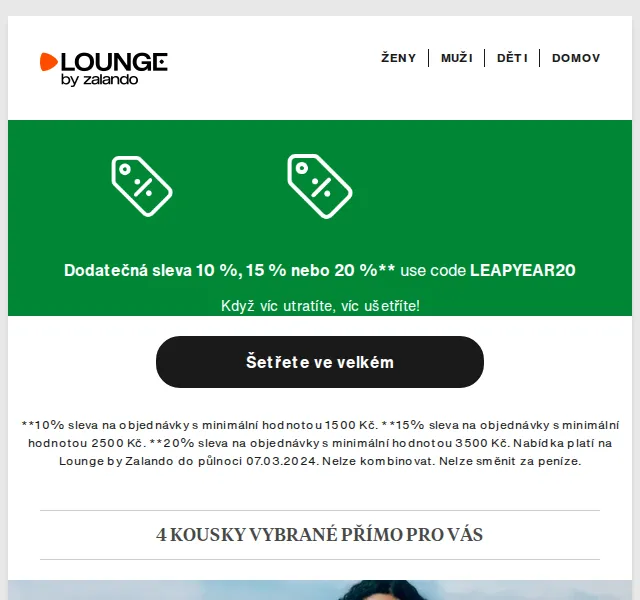 Lounge by Zalando: LEAPYEAR20 sleva až 20 % – červen 2026 | Nuslet.cz