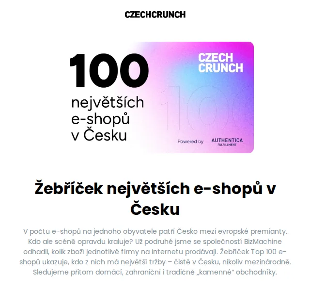 CzechCrunch: TOP 100 e-shopů v Česku – červen 2026 | Nuslet.cz