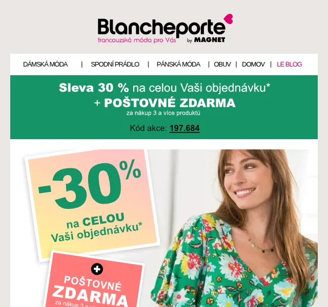 Blancheporte: 30% sleva na bestsellery + poštovné zdarma – červen 2026 | Nuslet.cz