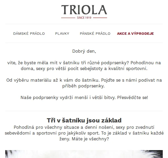Triola: 3 podprsenky do šatníku – červen 2026 | Nuslet.cz