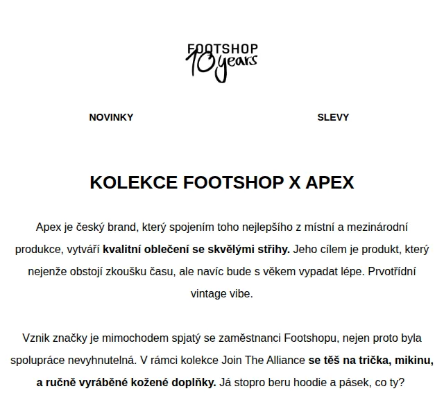 Footshop: Kolekce Footshop x Apex – červen 2026 | Nuslet.cz