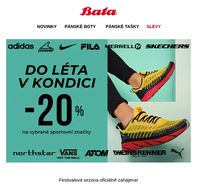 Baťa: festival slev - 20 % na sport, Red Label a dětskou obuv – červen 2026 | Nuslet.cz
