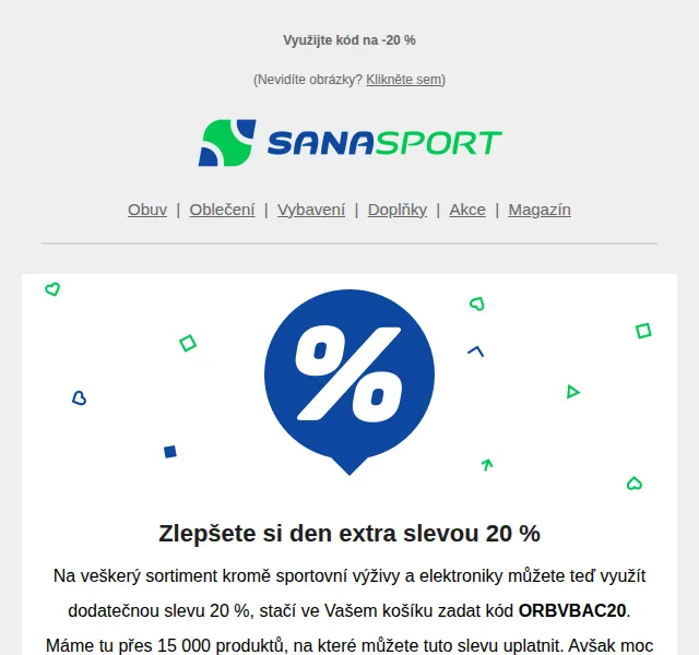 Sanasport: Dodatečná sleva 20 % – červen 2026 | Nuslet.cz