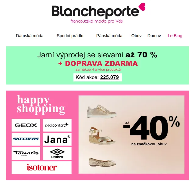 Blancheporte: Absolutní výprodej obuvi až -70 % – červenec 2026 | Nuslet.cz