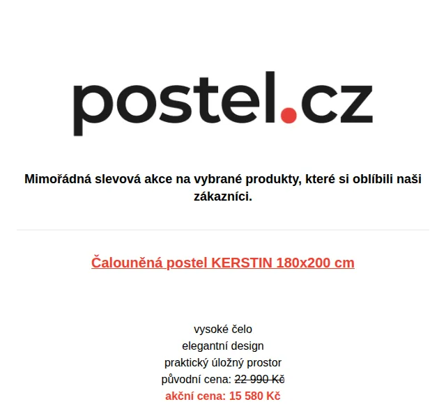 Postel.cz: sleva až 32 % na postel KERSTIN 180×200 – listopad 2024 | Nuslet.cz