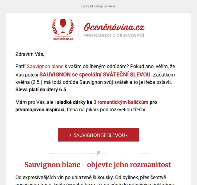 Oceněnávína.cz: Sauvignon se sváteční slevou romantické balíčky – červen 2026 | Nuslet.cz