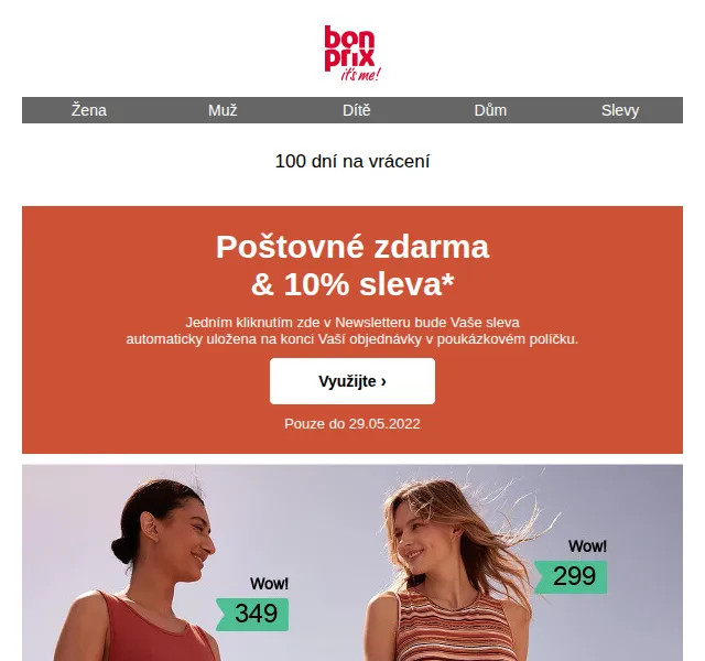Bonprix: 10% sleva a poštovné zdarma – červen 2026 | Nuslet.cz