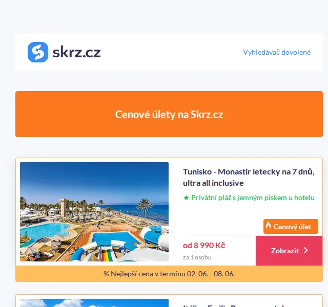 Skrz: Dovolená u moře od 7 999 Kč – červen 2026 | Nuslet.cz