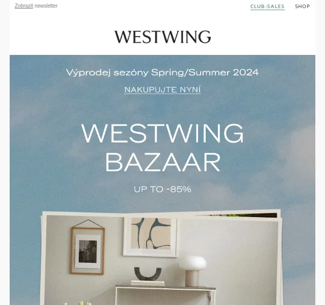 Westwing: Výprodej sezóny S/S až -85 % – červen 2026 | Nuslet.cz