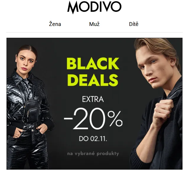 Modivo: Black DEALS sleva 20 % – červen 2026 | Nuslet.cz