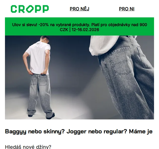 Cropp: Nové džíny se slevou -20% – duben 2026 | Nuslet.cz