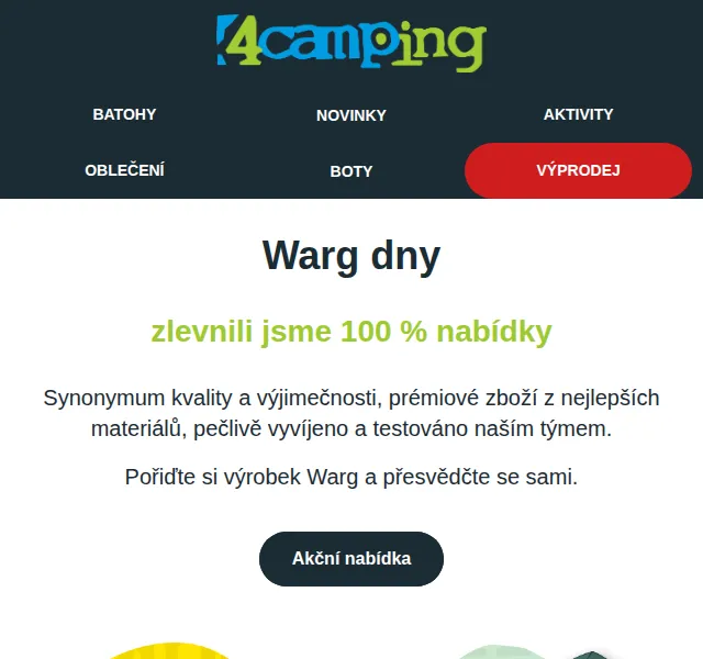 4camping: Warg dny – 100% slevy na outdoor – červen 2026 | Nuslet.cz