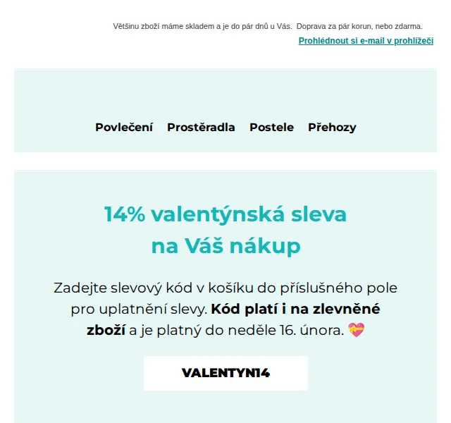Výprodej povlečení: Sleva 14 % na vše – únor 2026 | Nuslet.cz