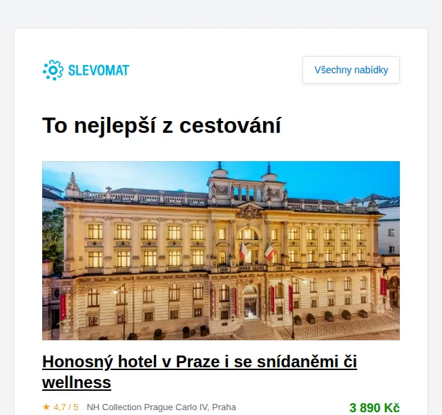 Slevomat: Honosný hotel v Praze – červen 2026 | Nuslet.cz