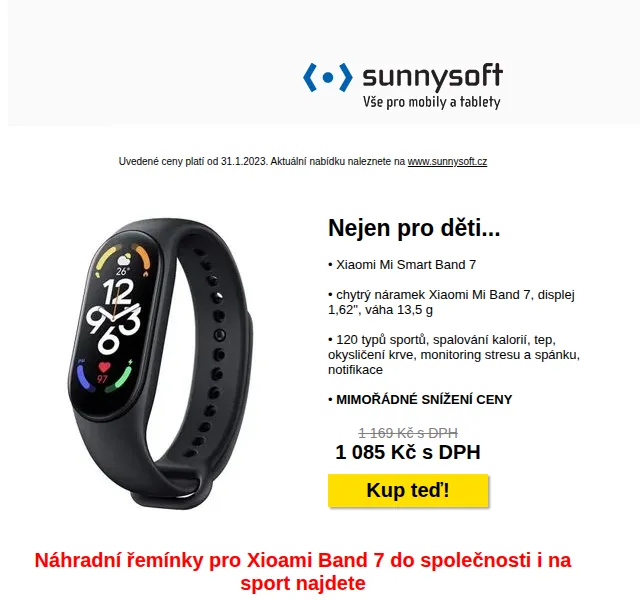 Sunnysoft: Xiaomi Mi Band 7 od 1 085 Kč – červen 2026 | Nuslet.cz