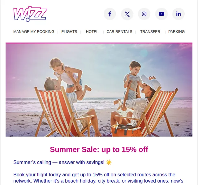 Wizz Air: Letní akce až 15 % sleva – červen 2026 | Nuslet.cz