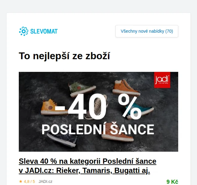 Slevomat: Sleva 40 % na JADI.cz – Rieker, Tamaris – červen 2026 | Nuslet.cz