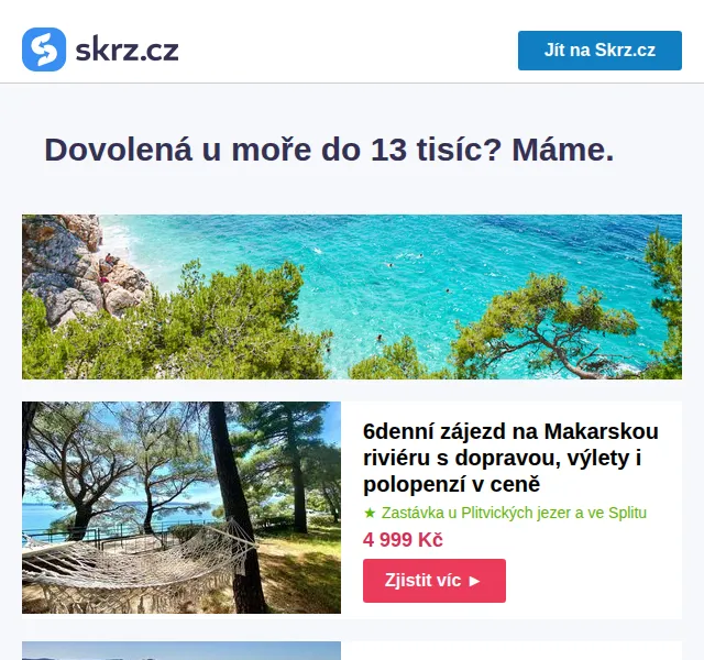 Skrz: Dovolená u moře od 4 469 Kč – červen 2026 | Nuslet.cz