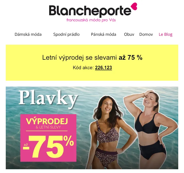 Blancheporte: Plavky až -75 % – červenec 2026 | Nuslet.cz