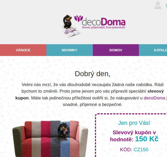 decoDoma: Slevový kupon 150 Kč na bytový textil – červen 2026 | Nuslet.cz