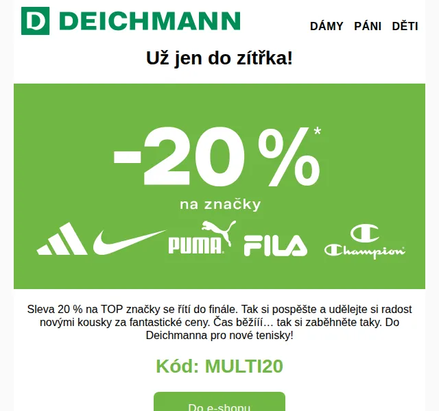 DEICHMANN: -20 % na TOP značky – červen 2026 | Nuslet.cz