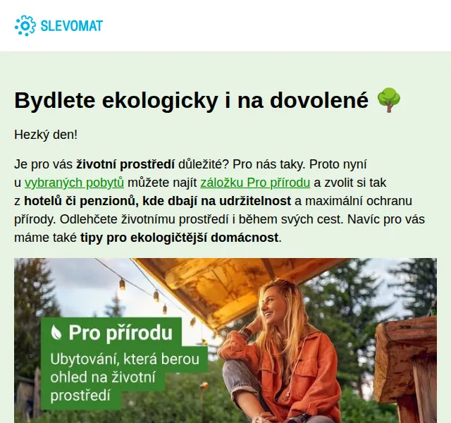 Slevomat: ekologické ubytování a pobyty se slevou – červen 2026 | Nuslet.cz