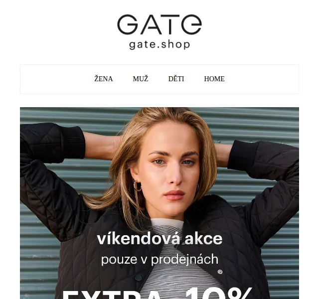 gate.shop: EXTRA -10 % na všechno v prodejnách – červen 2026 | Nuslet.cz