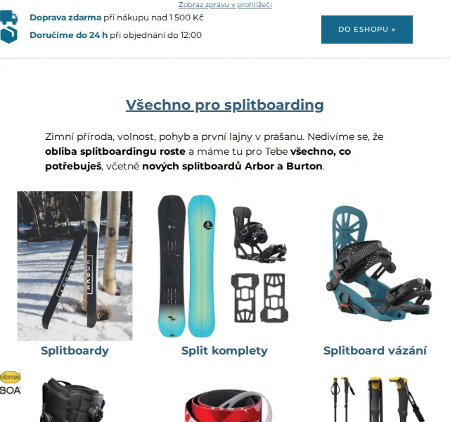 SNOWBOARD ZEZULA: Splitboard Arbor & Burton – červen 2026 | Nuslet.cz