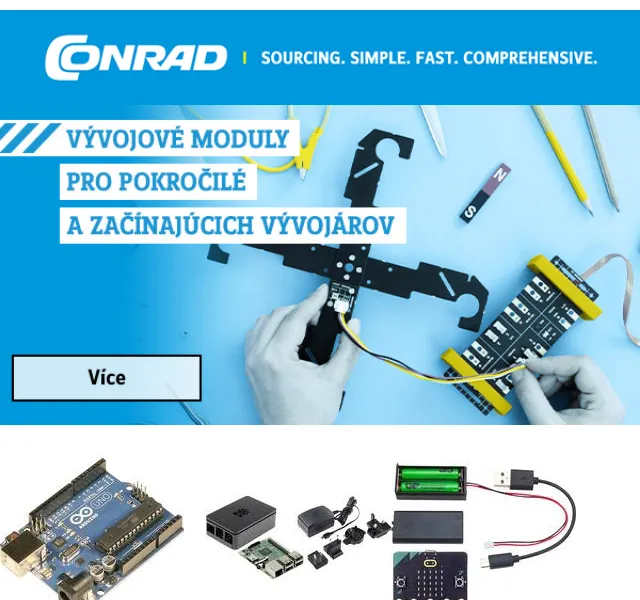 Conrad Electronic: Vývojové moduly, lampy a skartovačky – červen 2026 | Nuslet.cz