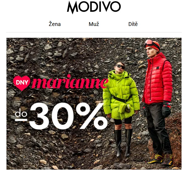 Modivo: Dny Marianne -25 % na novinky – červen 2026 | Nuslet.cz