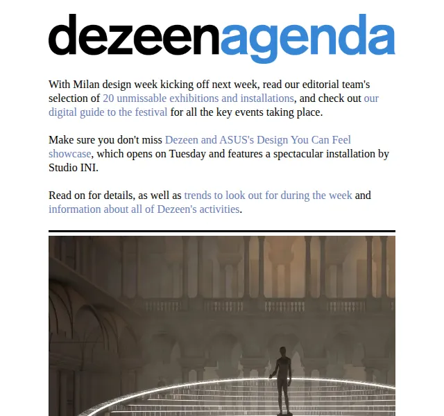 Dezeen Daily: Milano Design Week 2026 – přehlídka designu | červen 2026 | Nuslet.cz