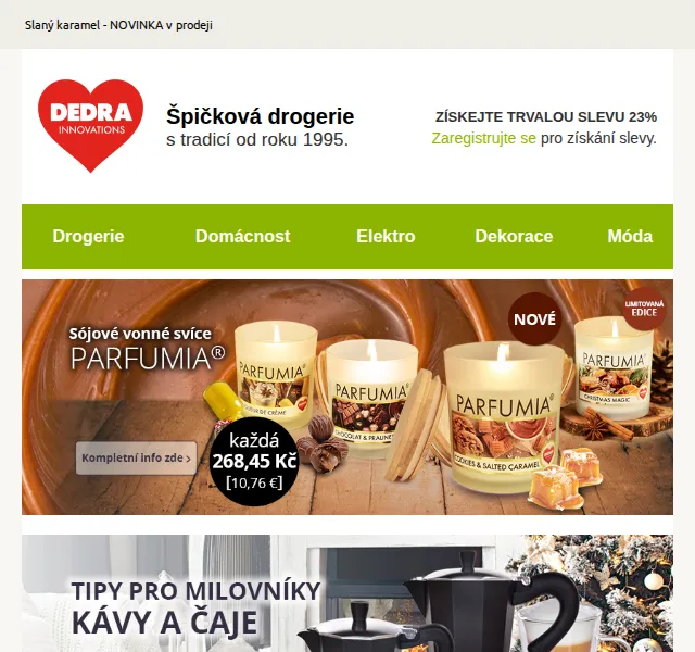 Novinky DEDRA INNOVATIONS: Trvalá sleva 23 % na drogerii – červen 2026 | Nuslet.cz