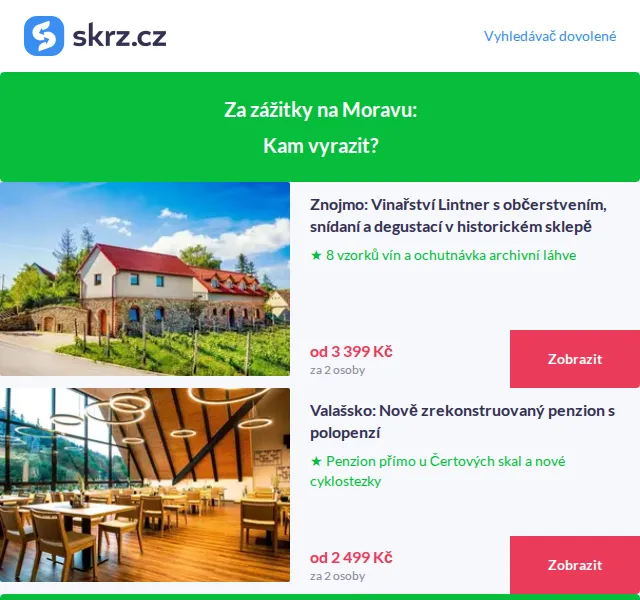 Vánoce na Skrz: Pobyty s degustací na Moravě – červen 2026 | Nuslet.cz