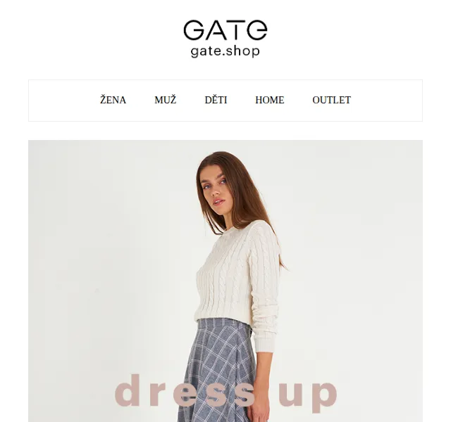 gate.shop: Úpletové šaty a kárované sukně od 498 Kč – červen 2026 | Nuslet.cz