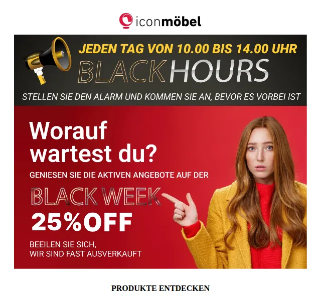 Icon Möbel: Black Day slevy -15 % až -20 % – červen 2026 | Nuslet.cz
