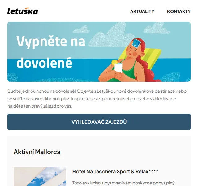Letuška.cz: Aktivní Mallorka, Bulharsko, Černá Hora – červen 2026 | Nuslet.cz