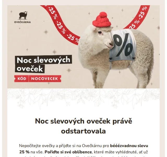 Ovečkárna: Noc slevových oveček – sleva 25 % na vše – listopad 2026 | Nuslet.cz