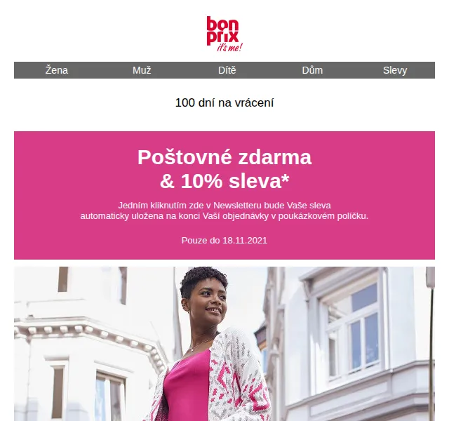 Bonprix: 10% sleva a poštovné zdarma – listopad 2021 | Nuslet.cz