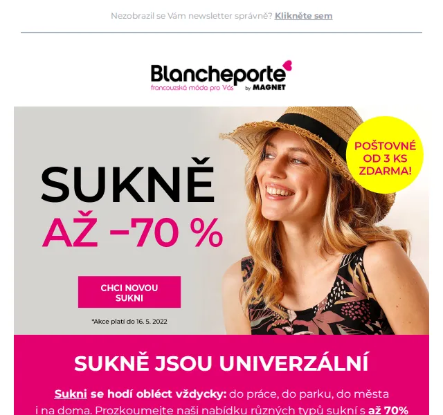 Blancheporte: Až −70 % na sukně – červen 2026 | Nuslet.cz