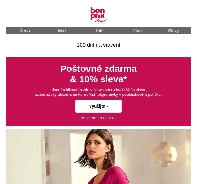 bonprix: Poštovné zdarma & 10% sleva – červen 2026 | Nuslet.cz
