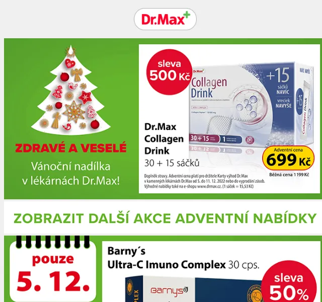 Dr.Max: Jednodenní akce 1+1 a slevy 50 % – prosinec 2022 | Nuslet.cz