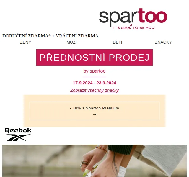 Spartoo.cz: sleva až 50 % na Reebok a Levi's – červen 2026 | Nuslet.cz