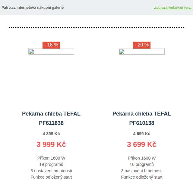 Patro.cz: Slevy až 38 % na domácí pekárny TEFAL – červen 2026 | Nuslet.cz