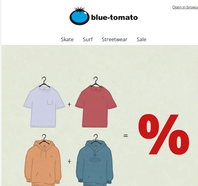 Blue Tomato: 2 mikiny za €80 nebo 2 trička za €40 – červen 2026 | Nuslet.cz