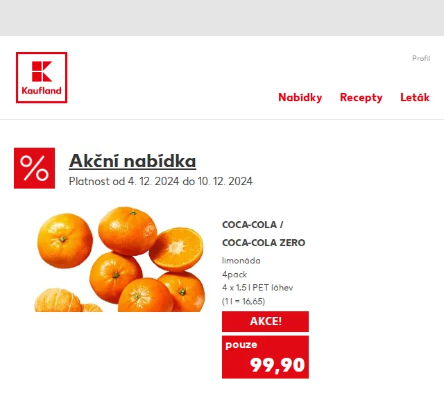 Kaufland: Coca-Cola a mandarinky v akci – červenec 2026 | Nuslet.cz