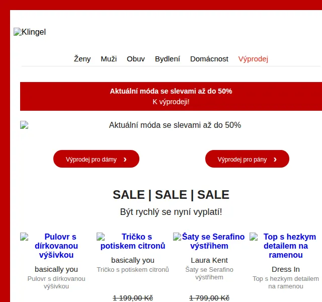 KLiNGEL: Výprodej se slevami až 50 % – červen 2026 | Nuslet.cz