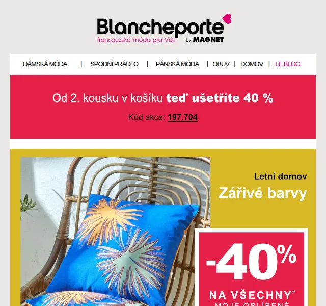 Blancheporte: Bytový textil s letními barvami – sleva 40 % – červen 2026 | Nuslet.cz