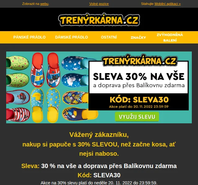 Lukáš z Trenýrkárna.cz: 30% sleva na papuče Dedoles – červen 2026 | Nuslet.cz