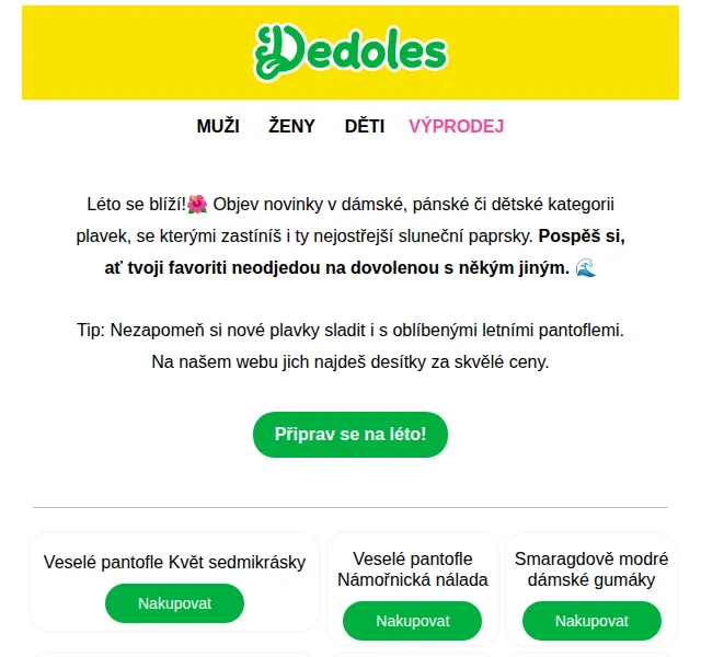 Dedoles.cz: Letní plavky a pantofle – červen 2026 | Nuslet.cz